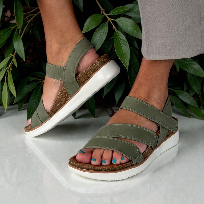 Womens Skechers 163252 Lifted Comfort Sandals - Olive