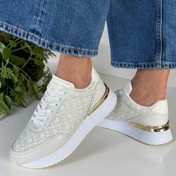 Womens Tommy Hilfiger Monogram Chunky Court Trainers - Ivory Silk