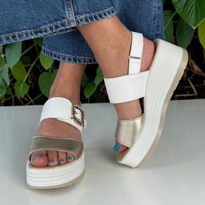 Womens Igi & Co 1164522 White Wedge Sandals - White