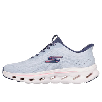 Womens Skechers 125144 Pale Blue & Pink Slip-Ins Monomesh Go Walk Glide-Step 2.0 Bungee - Blue