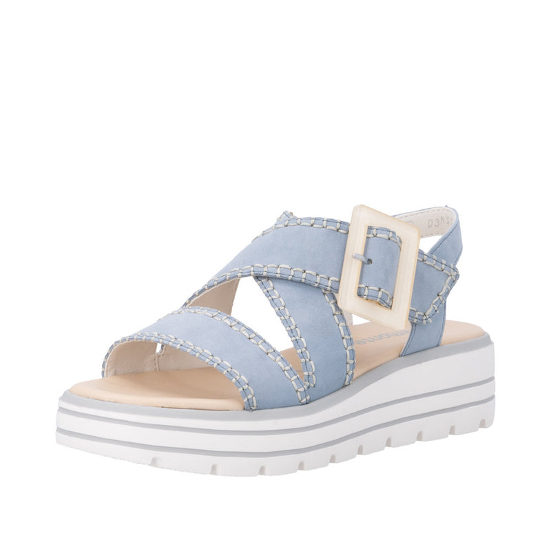 Womens Remonte D3N51 Blue Wedge Sandal - Blue
