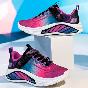 Girls Skechers Rainbow Cruisers Light Up Trainers - Black Multi
