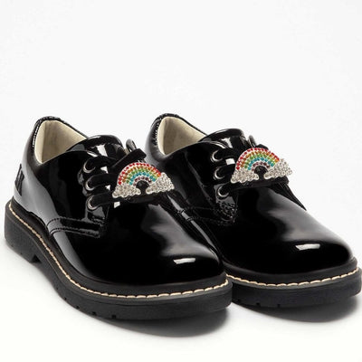 Junior Girls Lelli Kelly Leah Black Patent Lace Up School Shoes - Black Patent