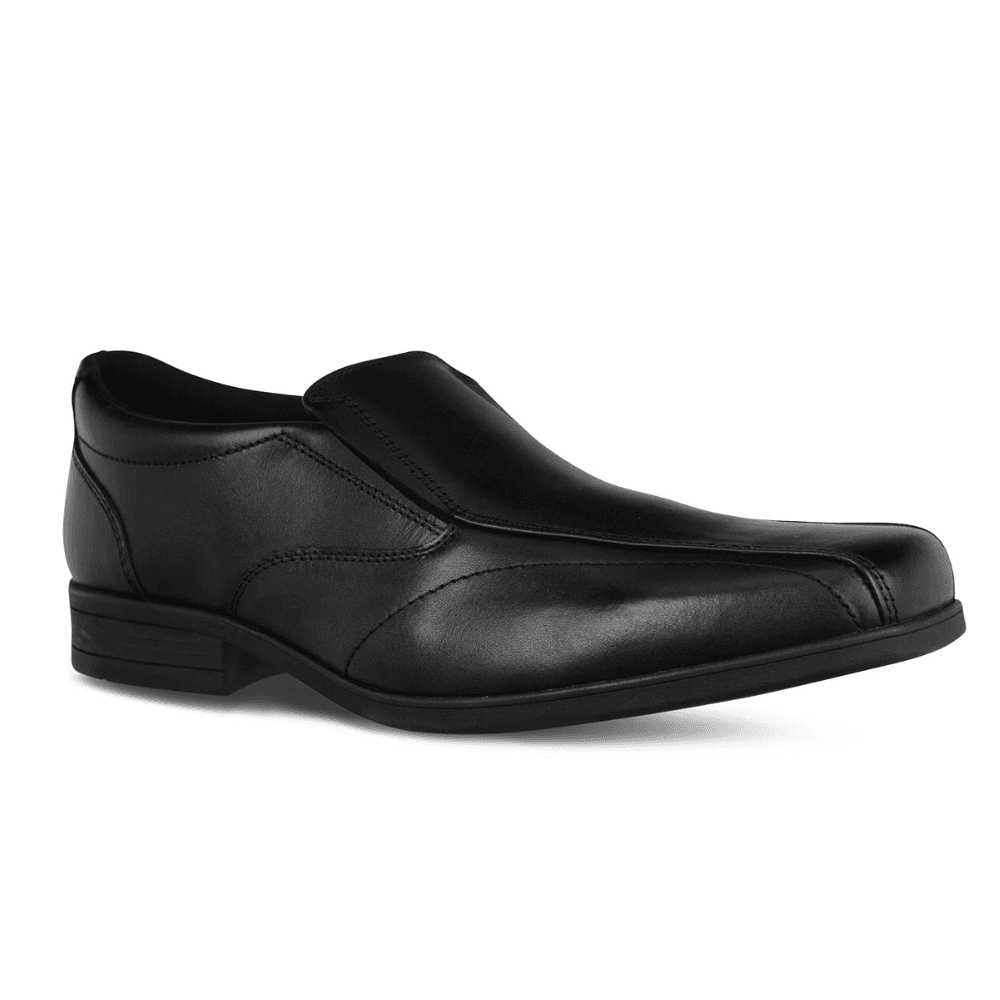 Term Harvey Slip On Boys School Shoes - Black Leather