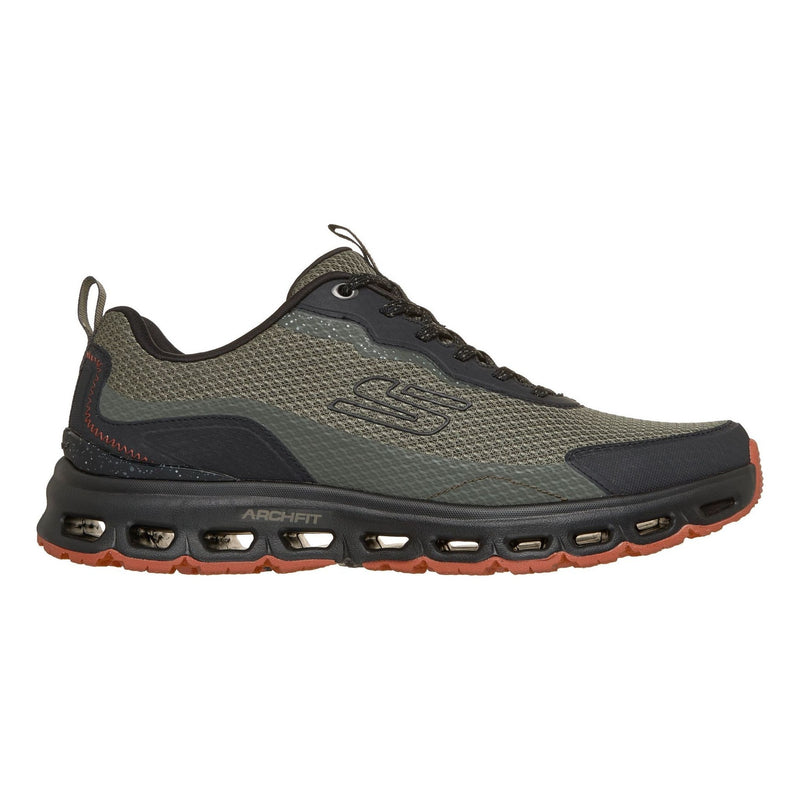 Mens Skechers Glide-Step All-Terrain: Barnard Hill Arch Fit Trainers - Olive / Black