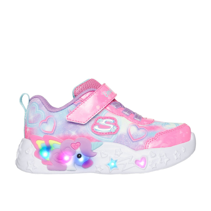 Girls Skechers 303064N Rainbow Hearts Unicorn Charmer Trainer - Infant - Pink