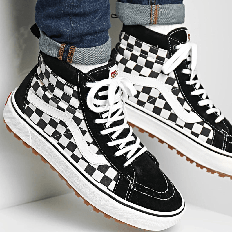 Mens Mes Vans Sk8-Hi Mte-1 All Weather Hi Top Trainers - Black Checkerboard