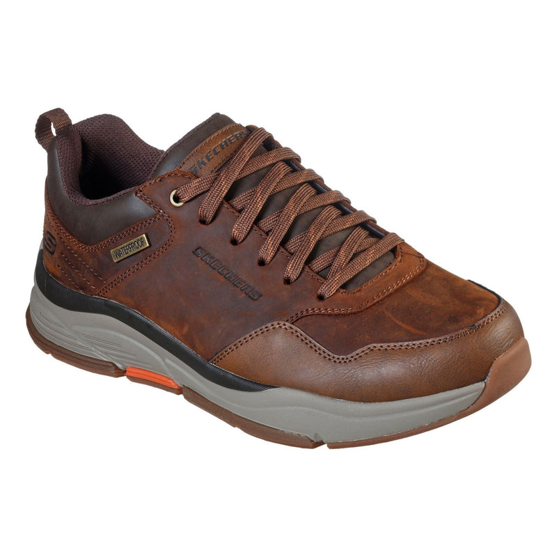 Mens Skechers Benago - Hombre Dark Brown Waterproof Trainers - Dark Brown