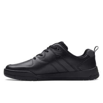 Clarks Boys Kick Step Black Leather School Shoes - Black Leather