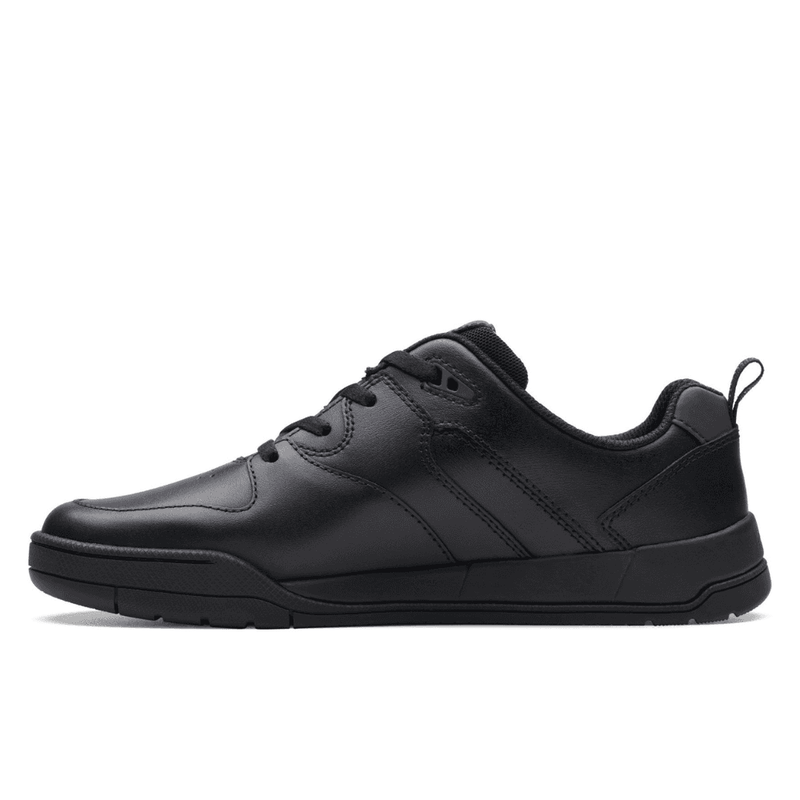 Clarks Boys Kick Step Black Leather School Shoes - Black Leather