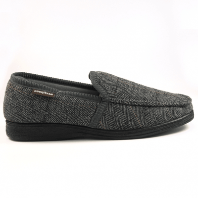Lazy Dogz Mens Eisenhower Tweed Slippers - Brown
