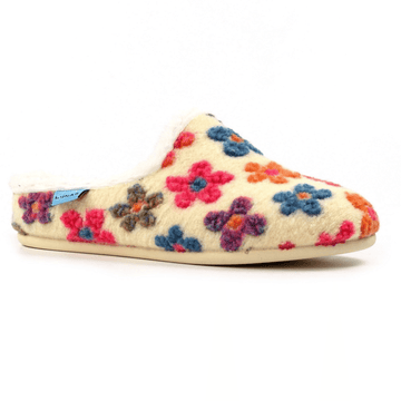 Womens Lunar Dolly Floral Mule Slippers - White