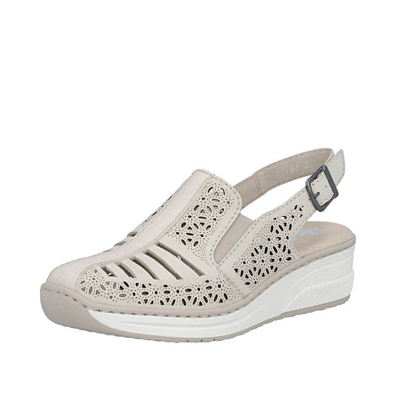 Womens Rieker 48763 Beige Wedge Sandal - Beige Gold