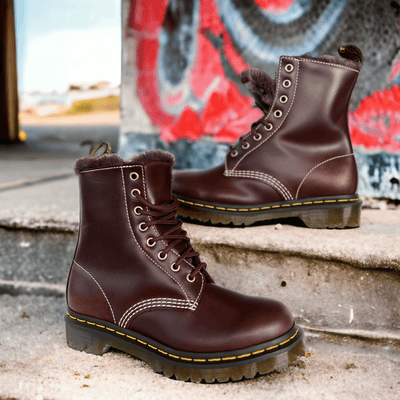 Womens Dr Martens 1460 Serena Fur Lined Boots - Dark Brown - Brown