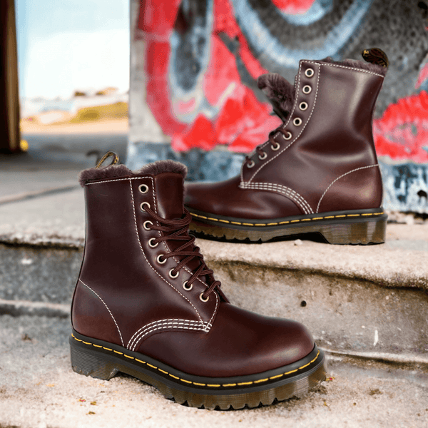 Womens Dr Martens 1460 Serena Fur Lined Boots - Dark Brown - Brown