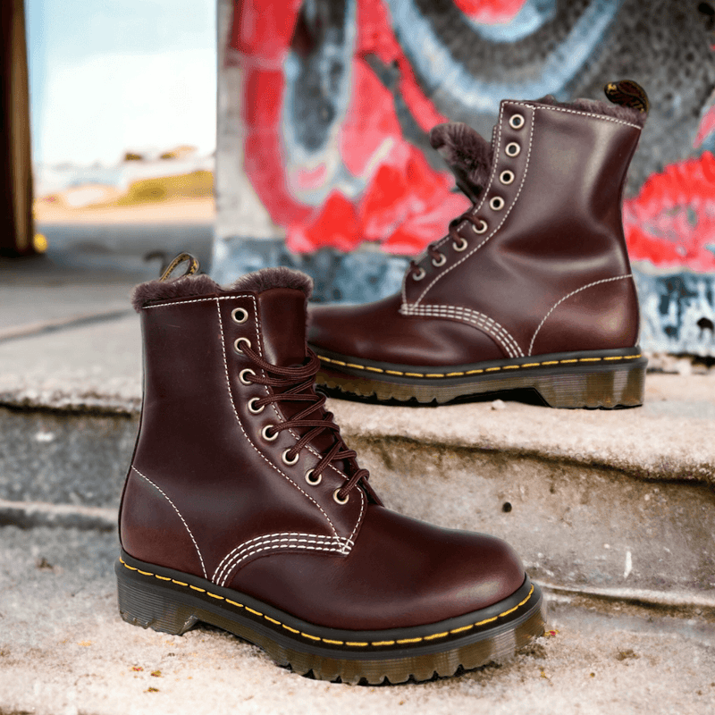 Womens Dr Martens 1460 Serena Fur Lined Boots - Dark Brown - Brown