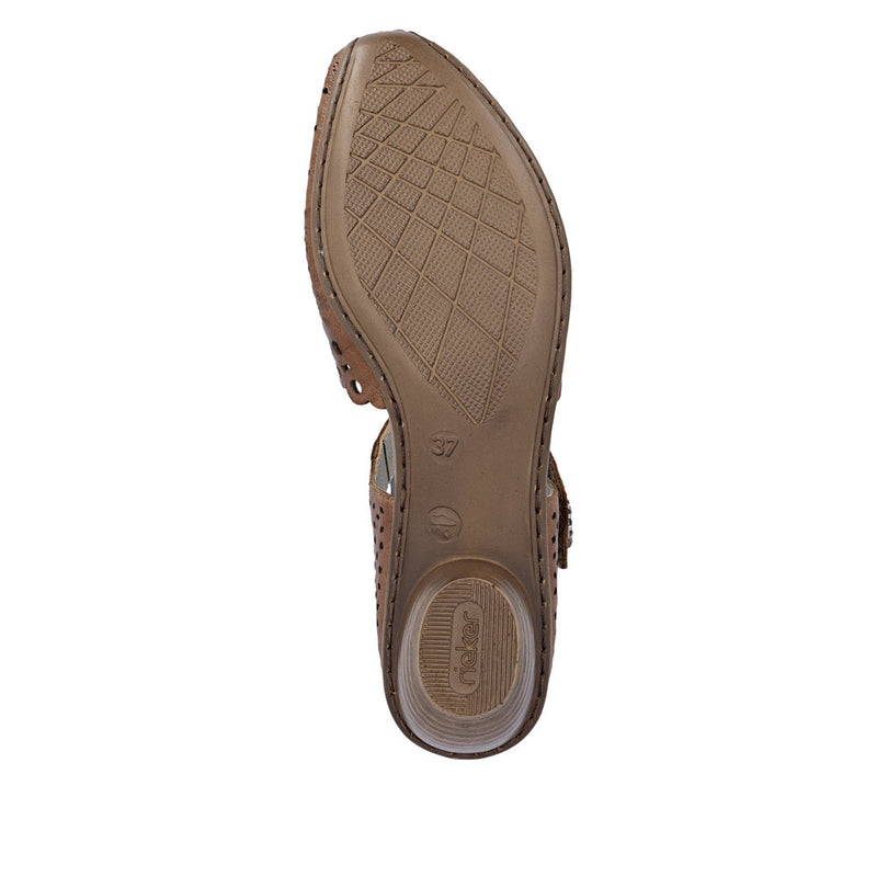 Womens Rieker 43753 Brown Heeled Sandal - Brown