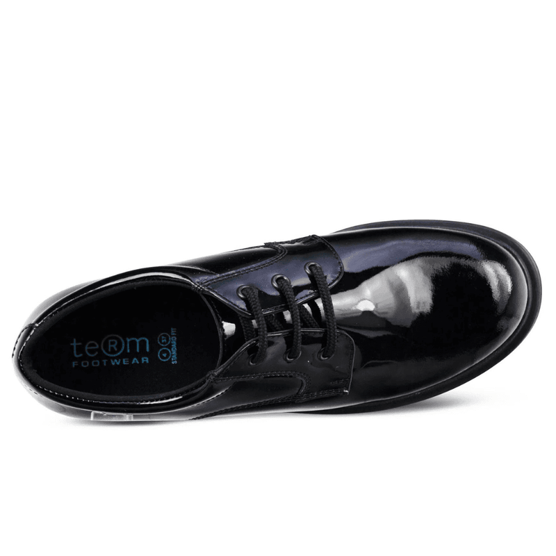 Girls Term Bailey Black Patent Lace Up School Shoes - Black Patent