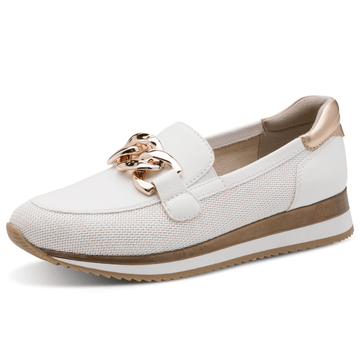 Womens Jana 24766 With with Rose Gold Sporty Mesh Loafers - White and Rose Gold