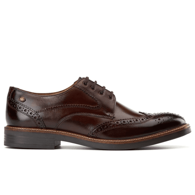 Base London Mens York Dark Brown Brogue Lace Up Shoes - Washed Brown