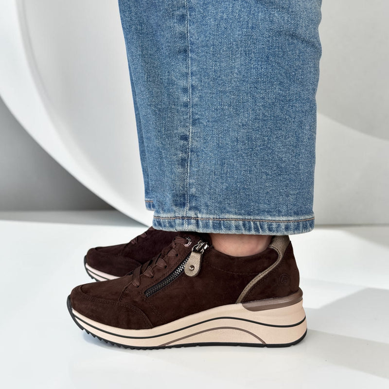 Womens Remonte D0T03-25 Brown Wedge Trainers - Cigar Brown