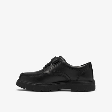 Boys Clarks Lorcam Lane Junior Black School Shoes - Black Leather