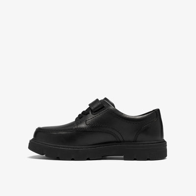 Boys Clarks Lorcam Lane Junior Black School Shoes - Black Leather