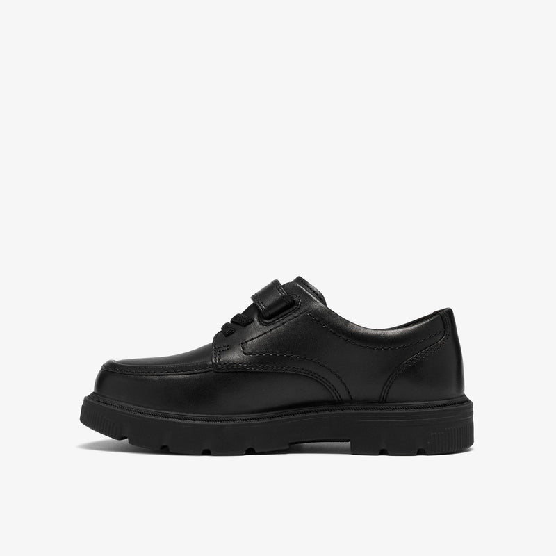 Boys Clarks Lorcam Lane Junior Black School Shoes - Black Leather