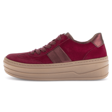 Womens Gabor 73.350 Wool Platform Trainers - Burgundy