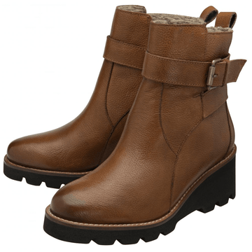 Womens Lotus Emberlynn Wedge Ankle Boots - Tan