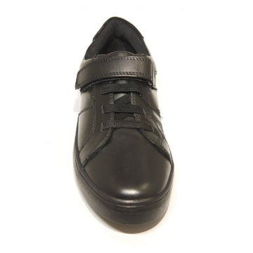 Junior Pod Krew Black Velcro Boys School Shoes - Black