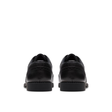 Girls Clarks Tapa Pure Youth School Shoes - Black