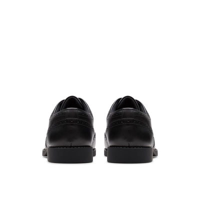 Girls Clarks Tapa Pure Youth School Shoes - Black