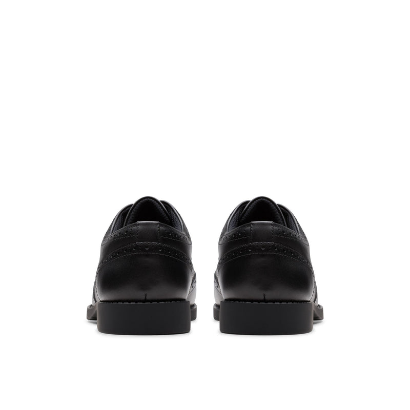 Girls Clarks Tapa Pure Youth School Shoes - Black