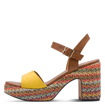 Womens Marco Tozzi 28008 Heeled Sandals - Lemon Combination