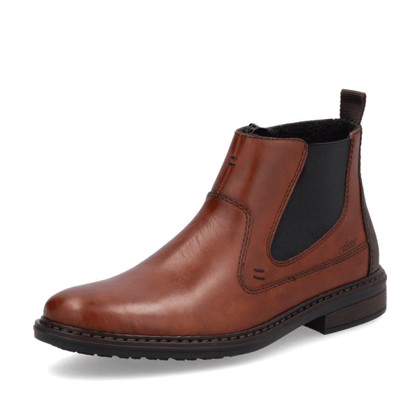 Mens Rieker 17654 Tan Leather Zip Up Chelsea Boots - Tan