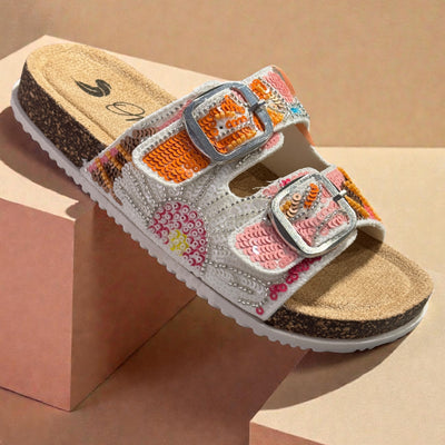 Womens Omg Footwear Omg! Footwear Yinas Huwayat Sequin Multi Sequin Sandals - Candy Crystal