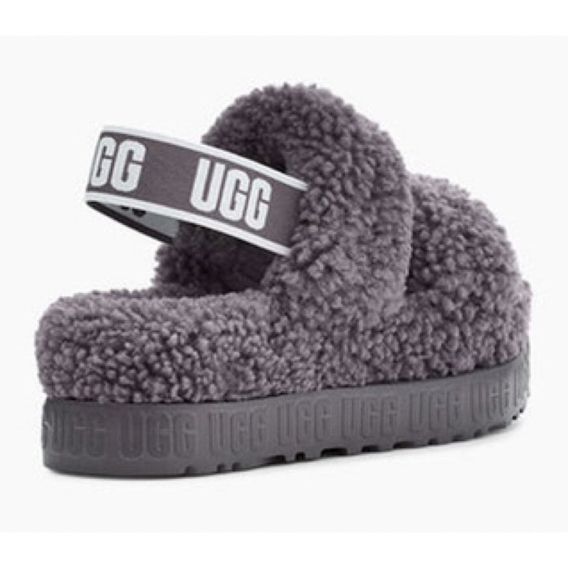 Womens Ugg Ladies Oh Fluffita Dark Grey Chunky Slippers