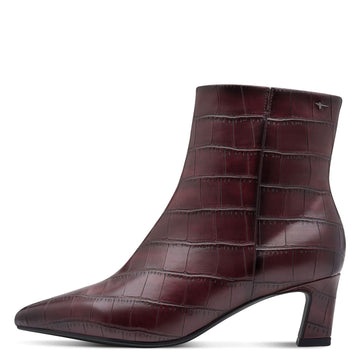 Womens Tamaris 25384 Ankle Boots - Merlot Croco