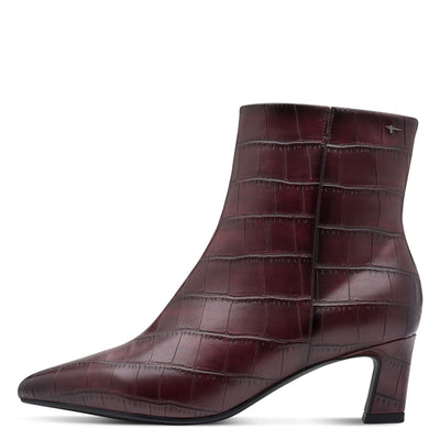 Womens Tamaris 25384 Ankle Boots - Merlot Croco