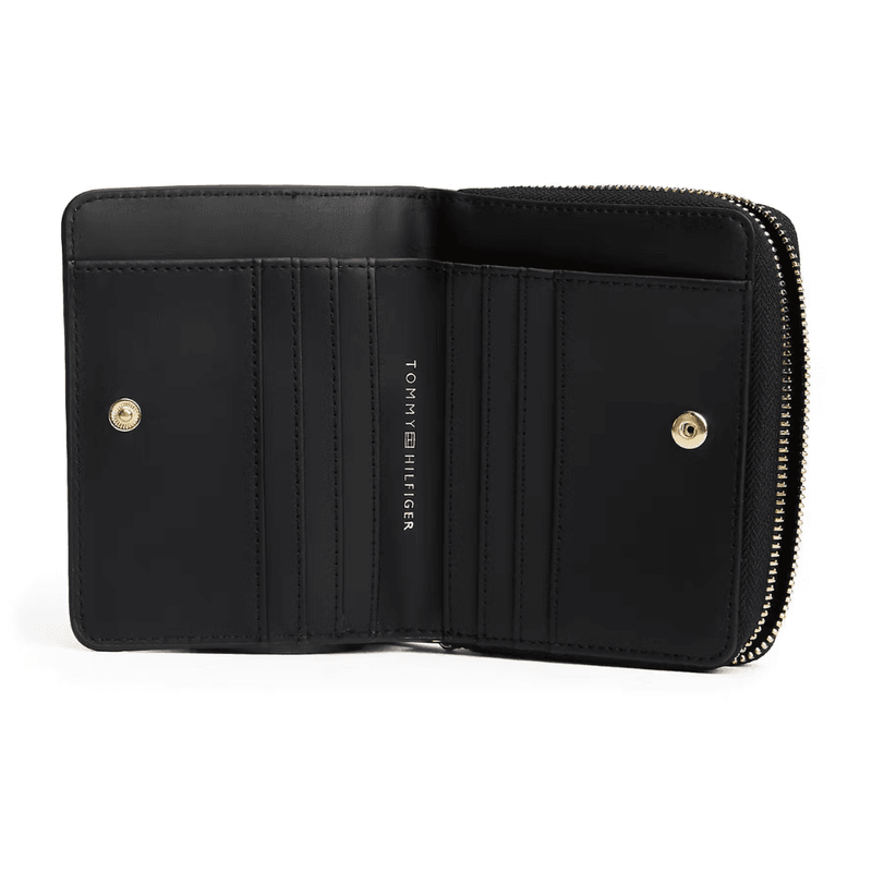 Womens Tommy Hilfiger Monogram Zip Around Small Purse - Black