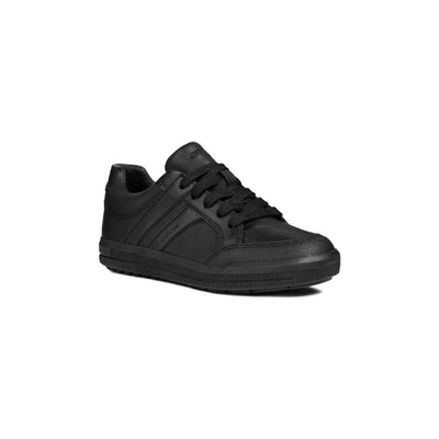Junior Boys Geox Arzach Black School Shoes - Black