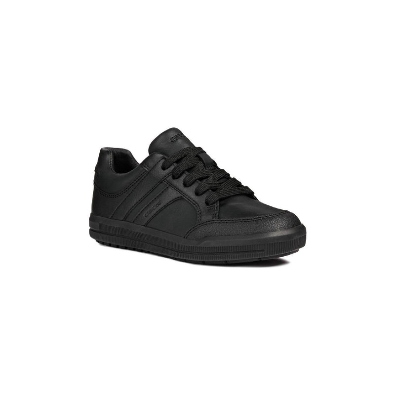 Junior Boys Geox Arzach Black School Shoes - Black