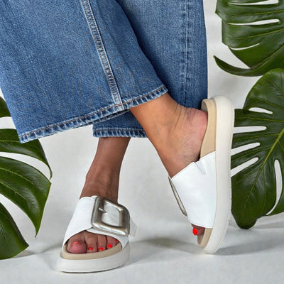 Womens Gabor 83.751 Adios Mule Velcro Front Sandals - White