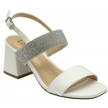 Womens Lotus Ladies Elisena Diamante Block Heel Sandals - White