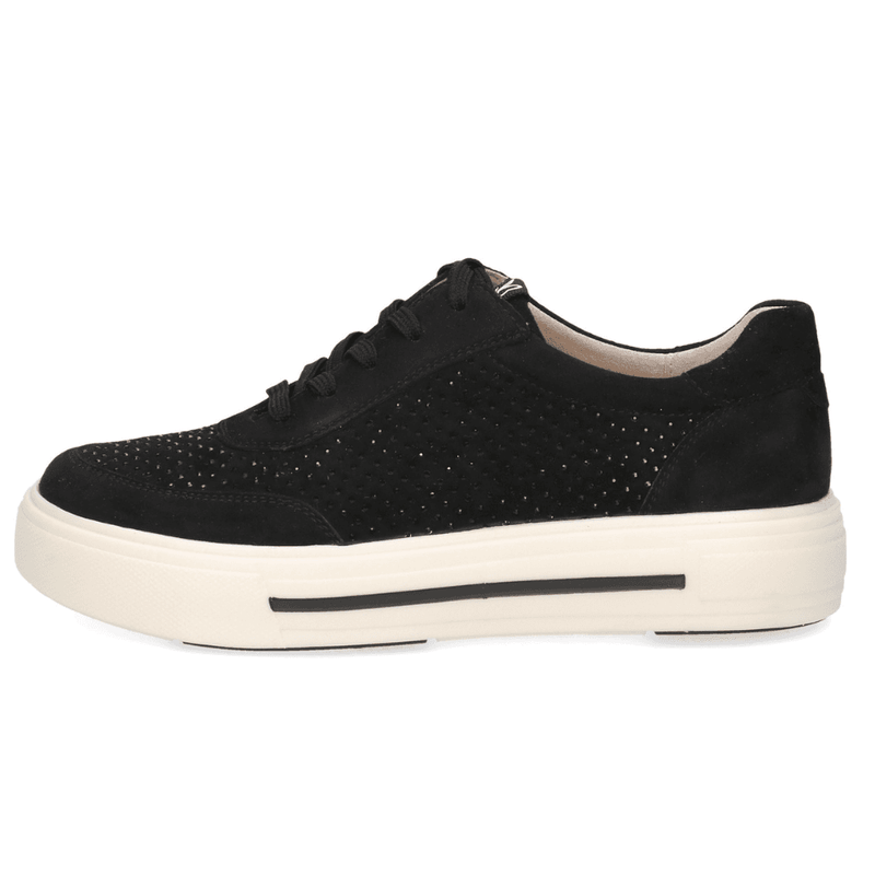 Womens Caprice 23350 Black Suede Diamante Trainers - Black
