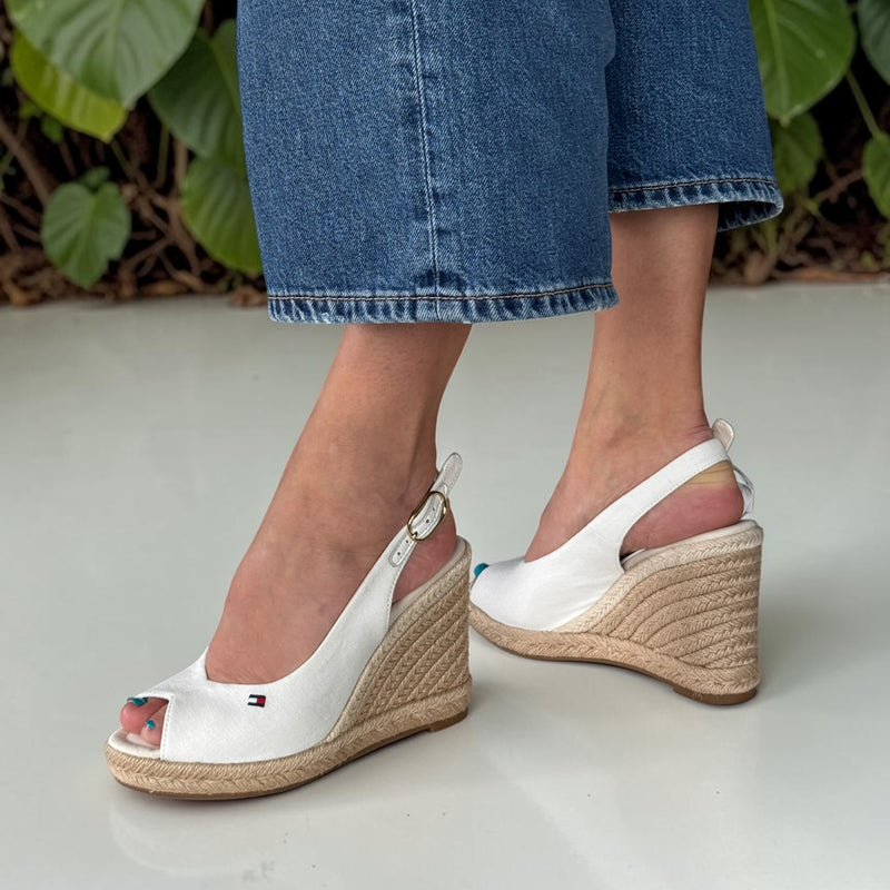Womens Tommy Hilfiger Ecru Hemp Slingback Wedge Espadrilles - Ecru