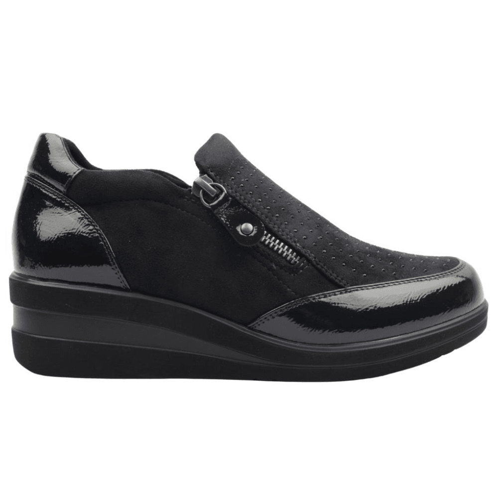 Womens Redz 6G242 Diamante Double Zip Wedge Shoes