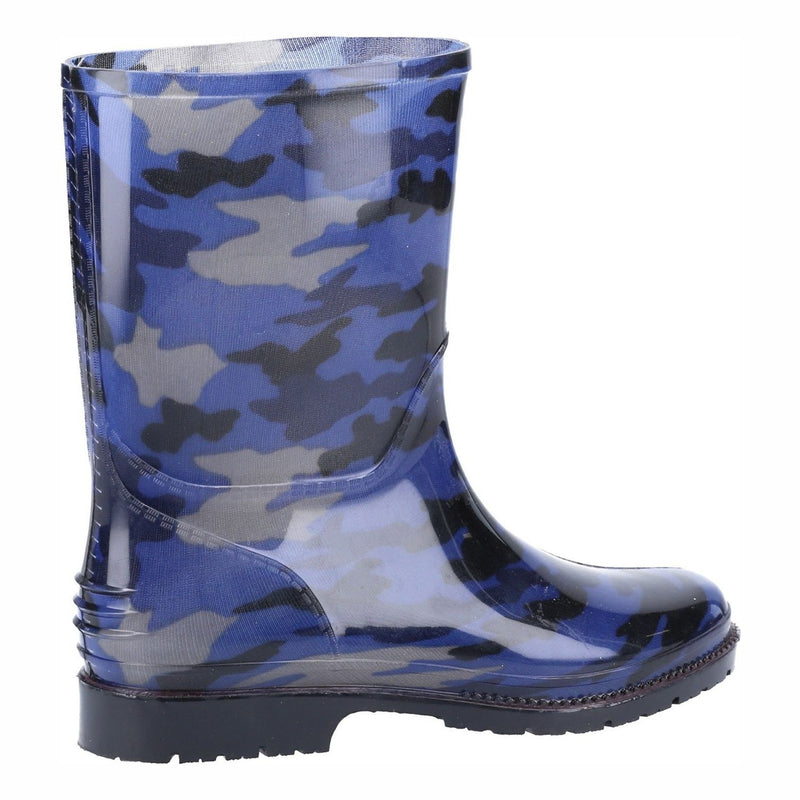 Kids Cotswold PVC Jnr Waterproof Wellingtons - Navy Camo
