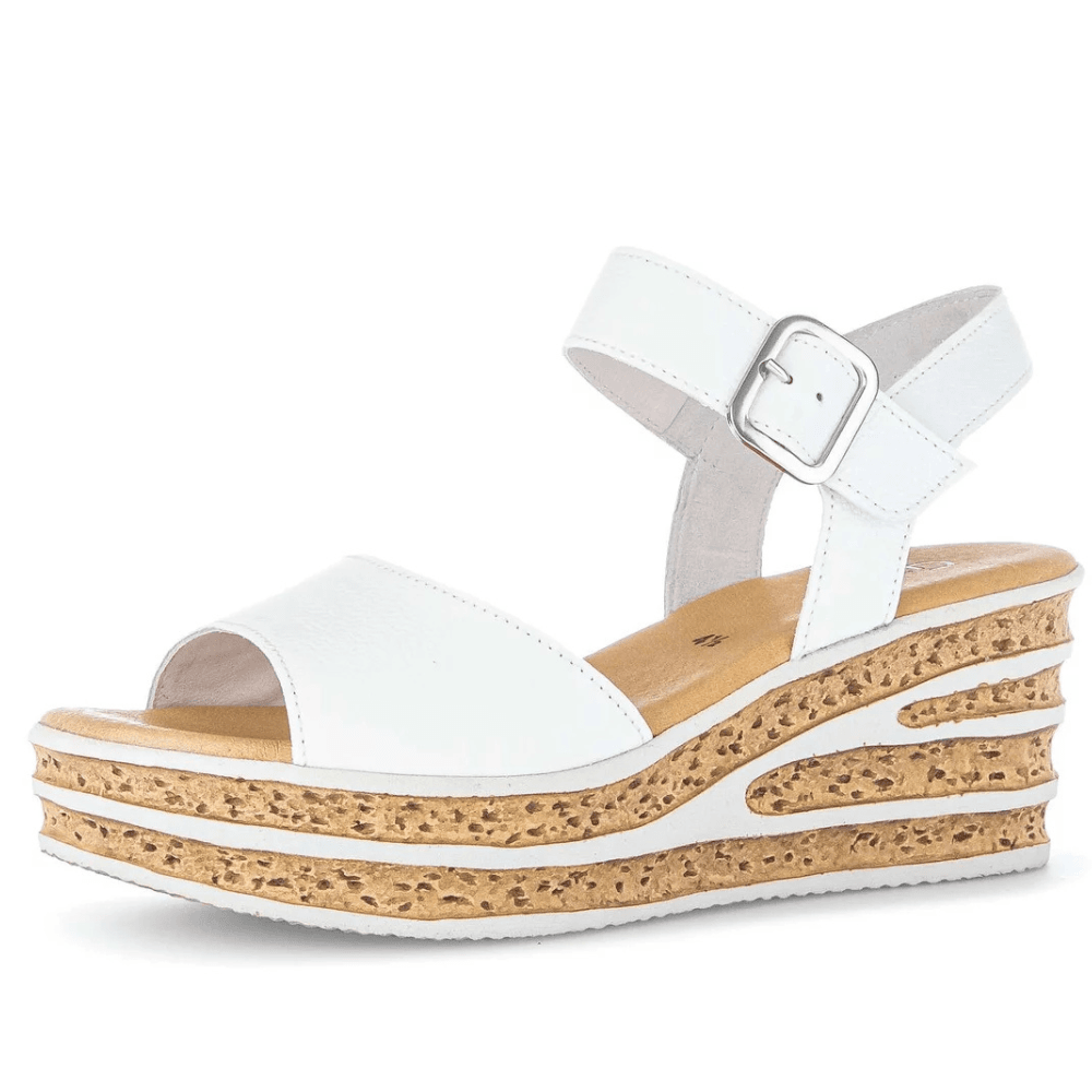 Womens Gabor 64.651 White Contrast Wedge Sandals